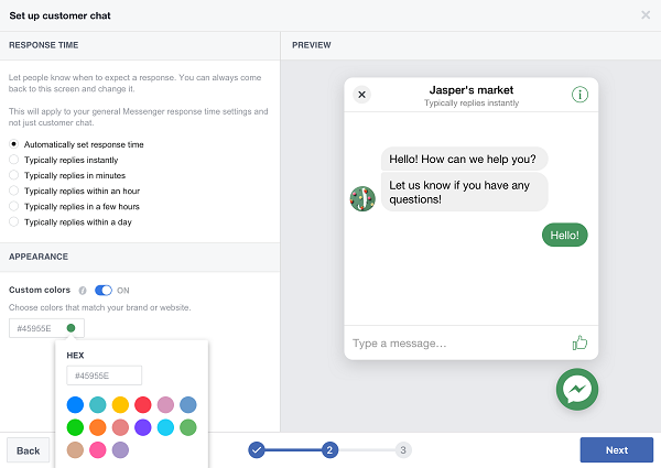 Messenger plug in set up