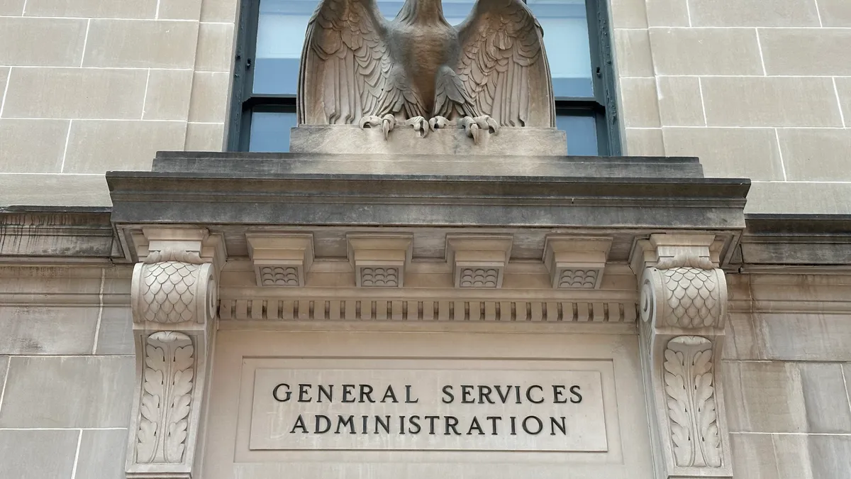 A U.S. General Services Administration signage on its building facade.