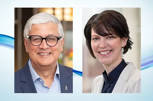 Headshots of Ivan Menezes and Debra Crew
