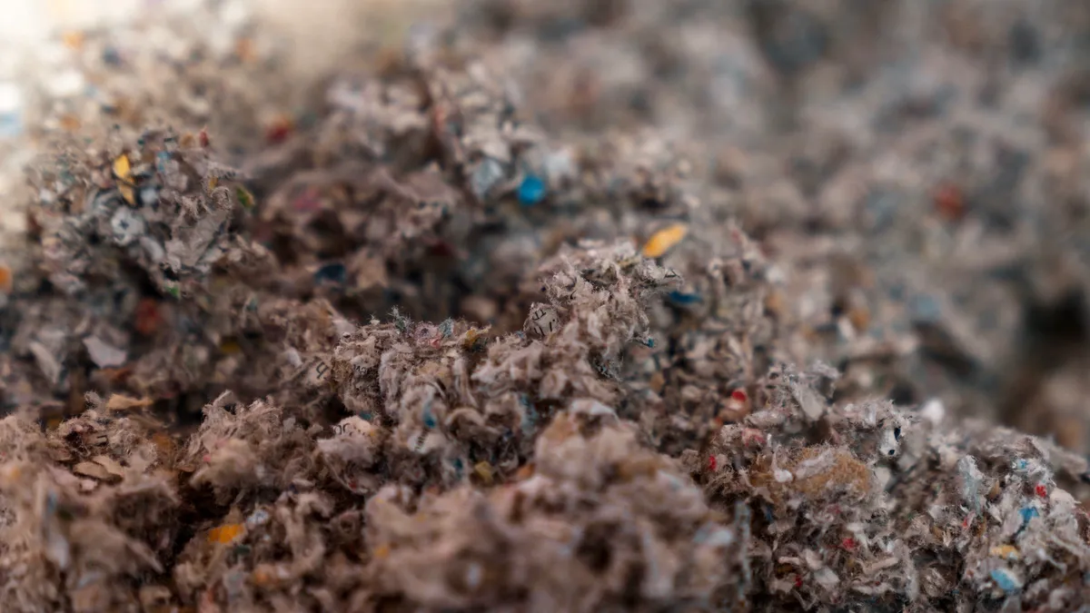 A box of recyclable mixed paper pulp at the Eco Experience building at the Minnesota State Fair on August 29, 2018.