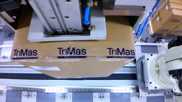 Packaging labeled 'TriMas' in a TriMas facility in Haining, China