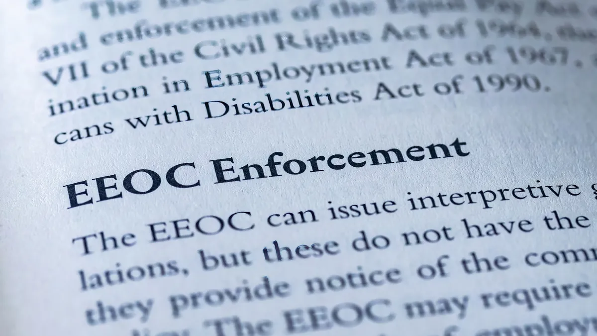 A snapshot of regulatory text describes EEOC's enforcement objectives.