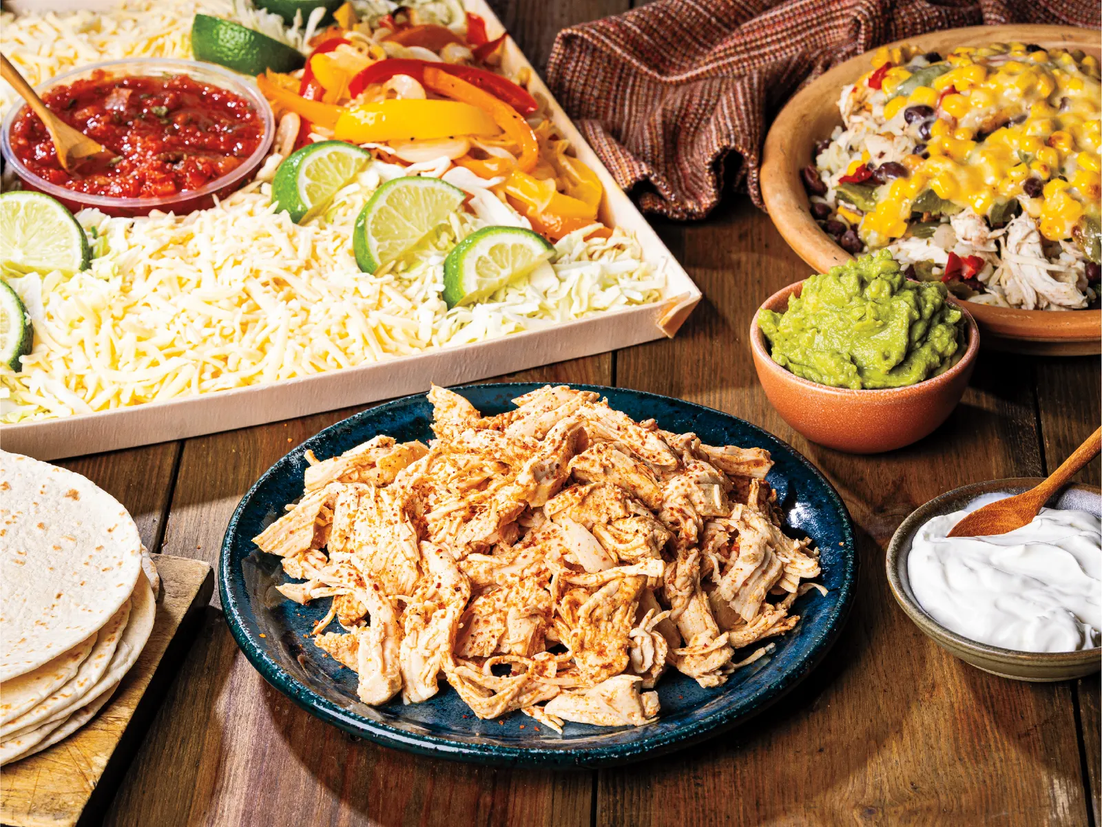 Close-up of a taco platter.