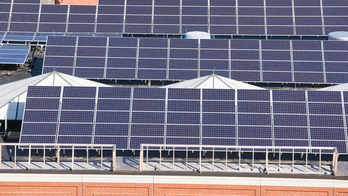 High angle view of solar panels.