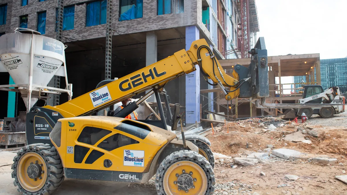 Picture of telehandler on construction site