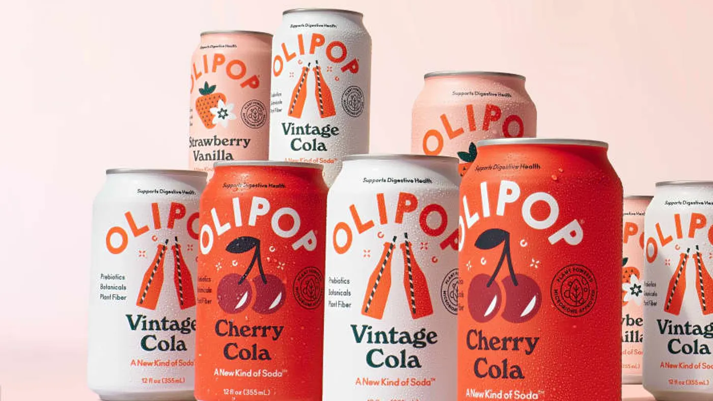 Cans of Olipop soda.