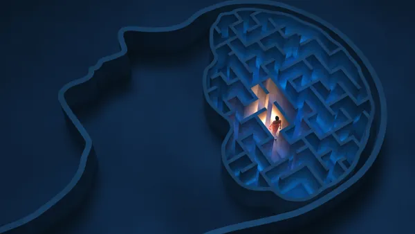 An illustration of a maze inside a brain to represent Alzheimer's.