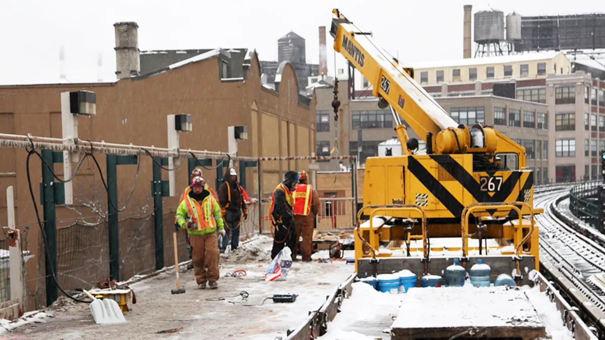 snow, snowy construction site, winter