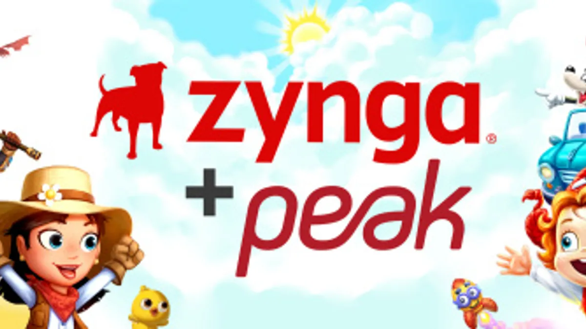 Combined logo image from Zynga's acquisition of Peak retrieved by Mobile Marketer on June 1, 2020