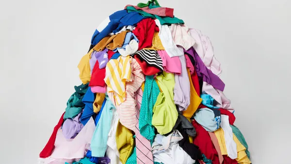 A pile made up of mixed pieces of fabric