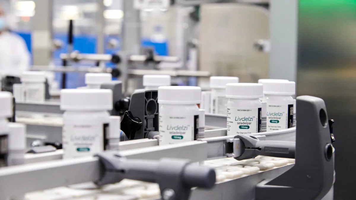 A photo of the manufacturing of Gilead's primary biliary cholangitis drug Livdelzi