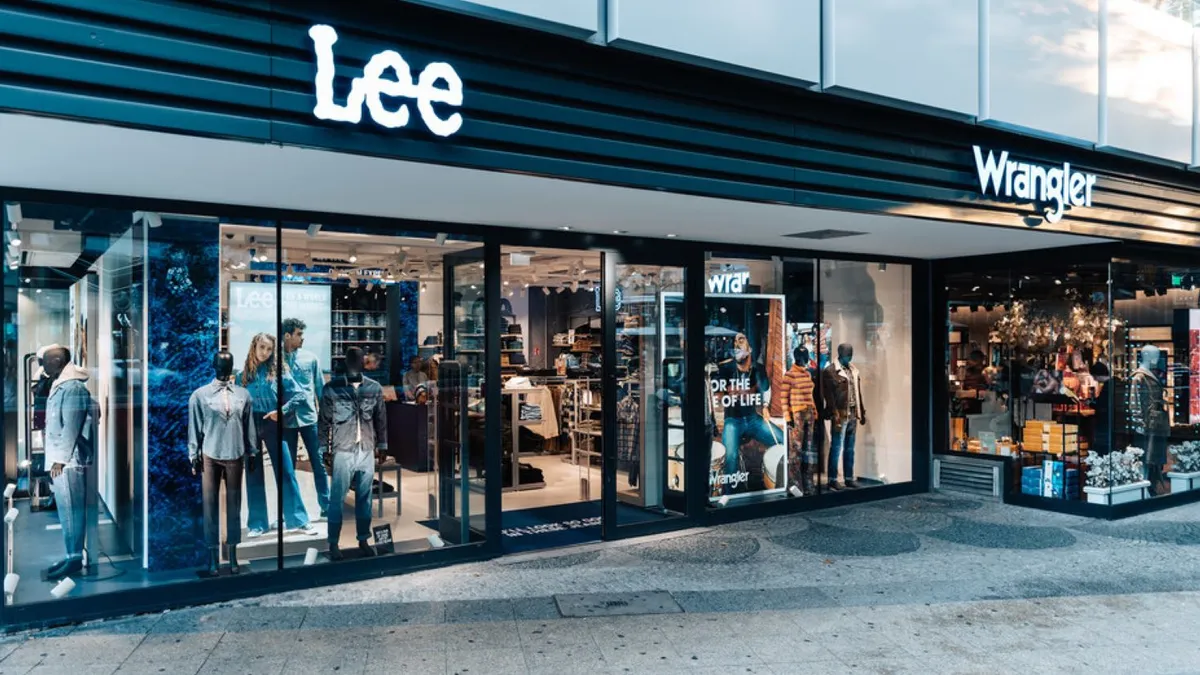 A denim storefront for Lee and Wrangler jeans