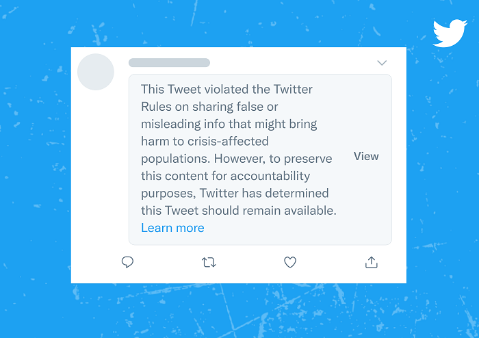 Twitter crisis warning screen