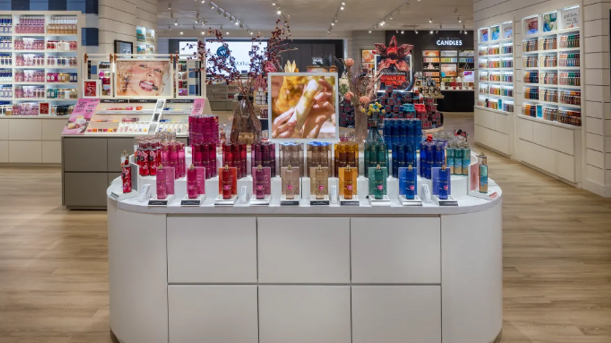 Products within Bath & Body Works' new Gingham+ store design.
