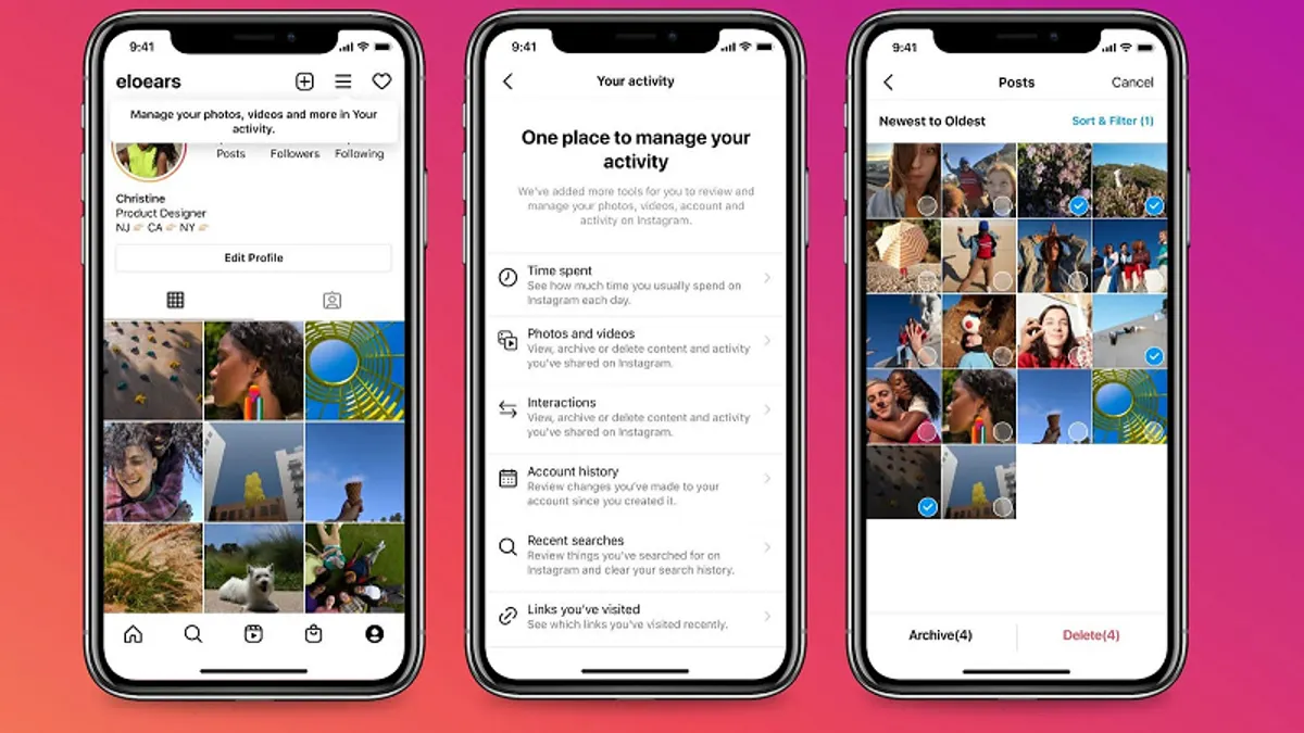 Instagram Your Activity dashboard