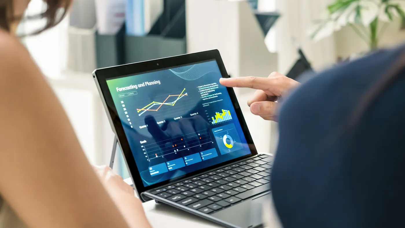 close up hand team of financial discussion fintech  technology planning, analyzing digital financial data and strategy in a modern office