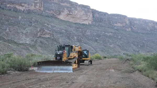 A bulldozer operated by federal contractors in Big Bend National Park in August 2026.