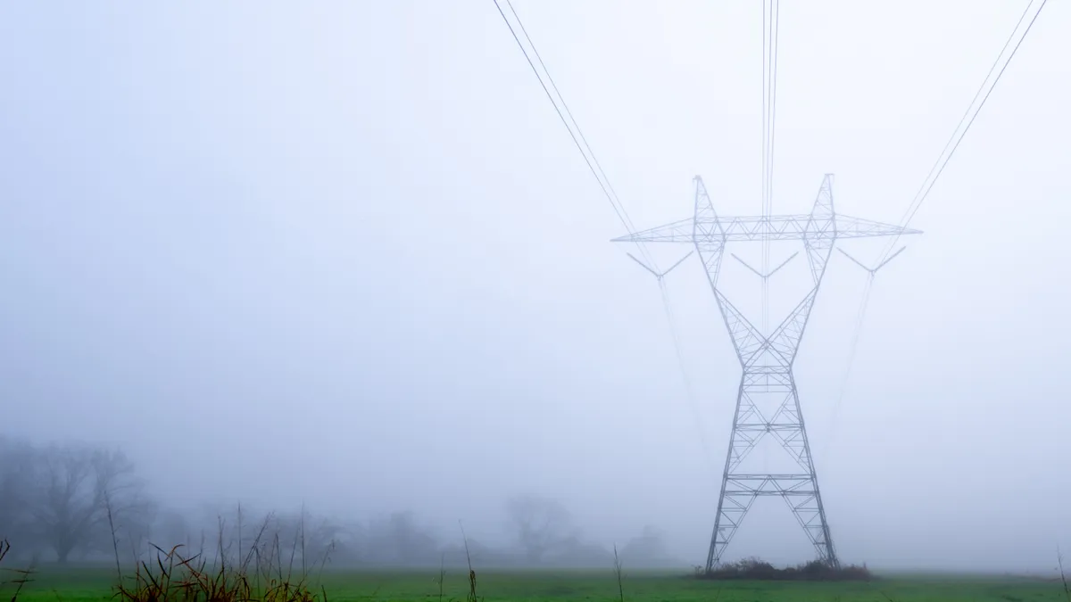 Transmission tower in a field in Arkansas.