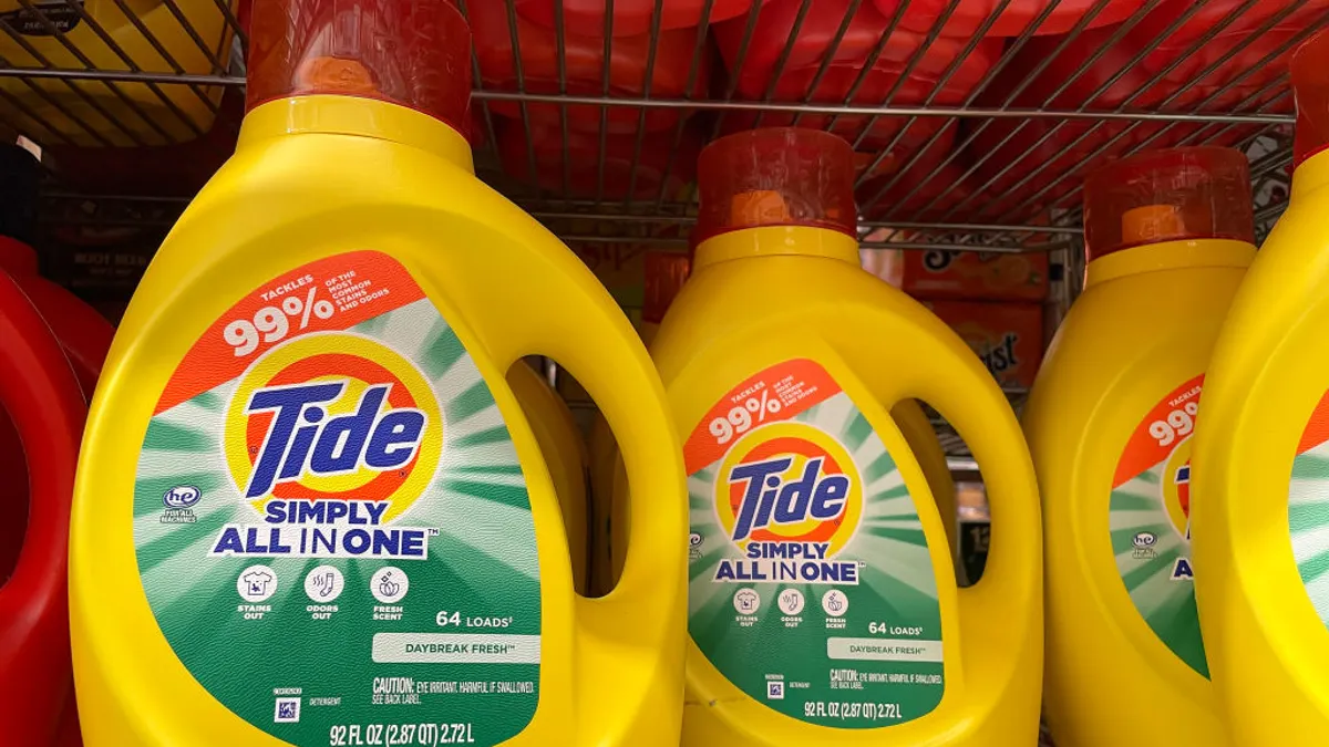 Tide laundry detergent displayed on a store shelf