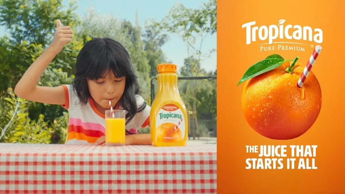 Tropicana Pure Premium's “The Juice That Starts It All" campaign imagery.