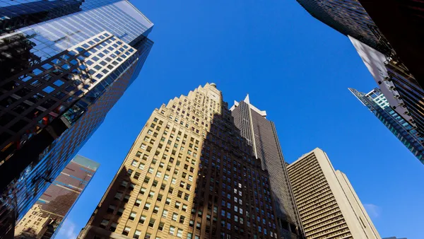 View of New York City office buildings in Manhattan.