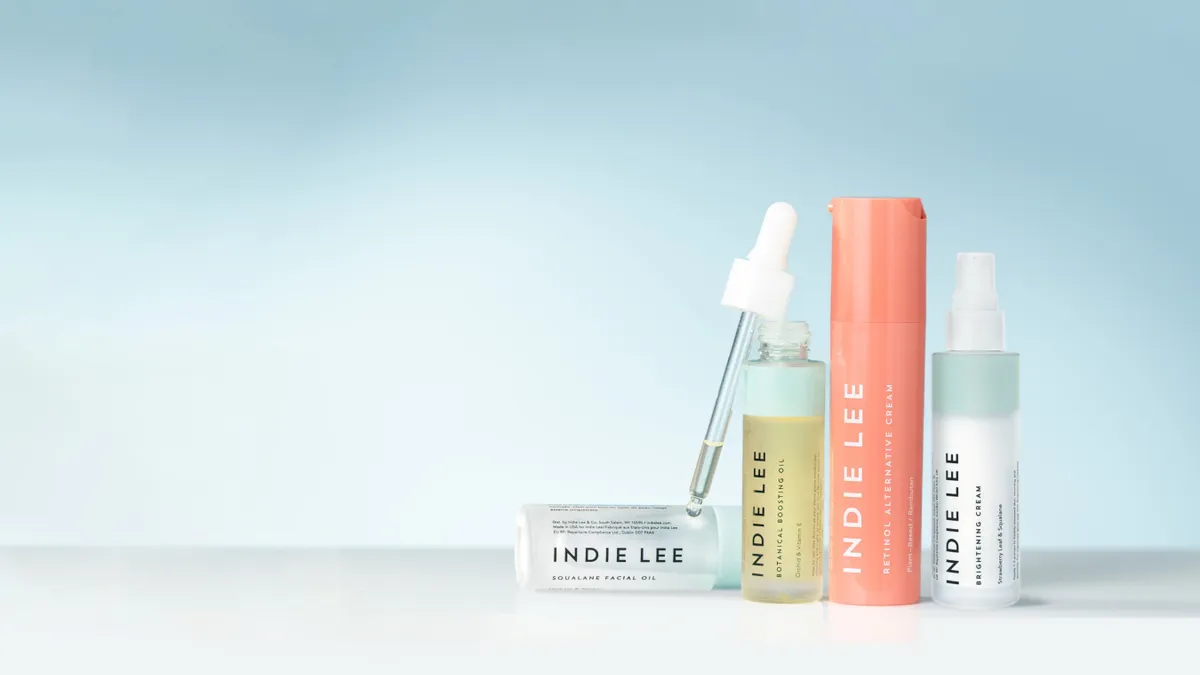 Three Indie Lee products in a line