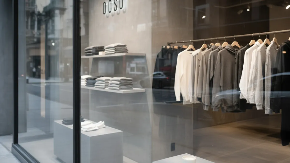 View of a clothing showroom