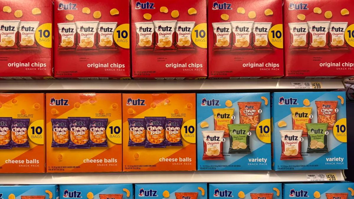 Boxes of Utz Chips at a Washington, D.C., area grocery store.
