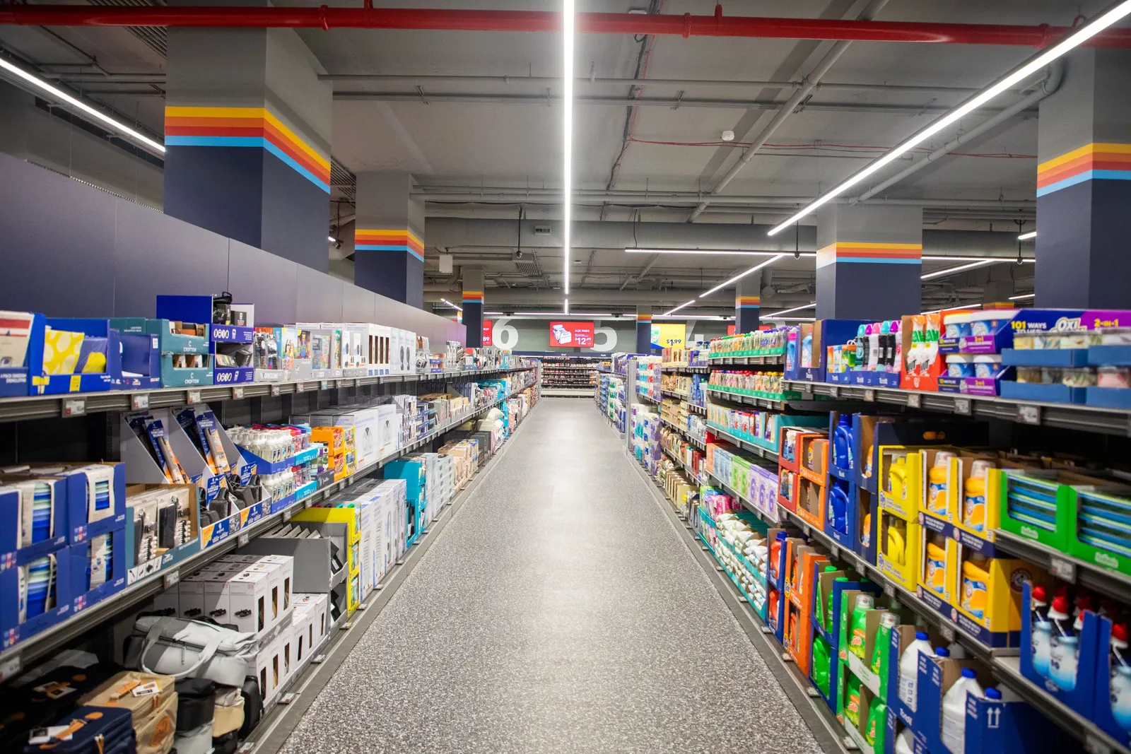 Cleaning supplies aisle in a grocery store