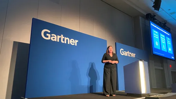 Tina Nunno, distinguished VP analyst at Gartner, presents during the firm's IT Symposium/Xpo in Orlando, Florida on Monday, Oct. 21, 2024.