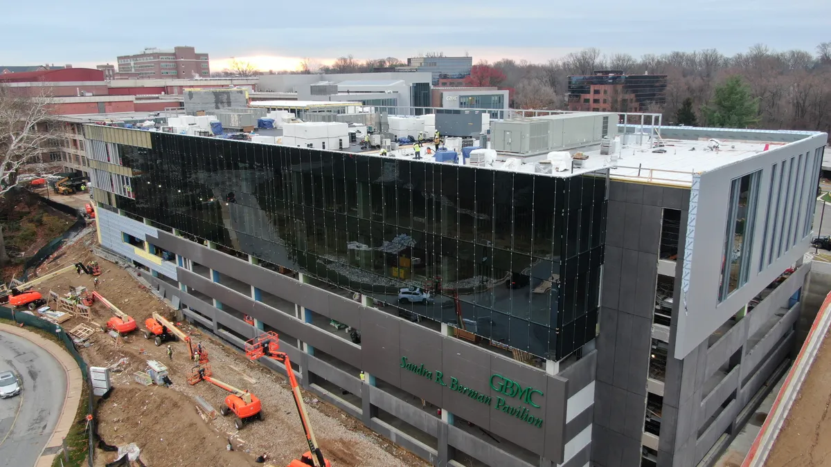 DPR continues facade installation in December 2023 on the rear of the Sandra R. Berman Pavilion in Towson, Maryland.