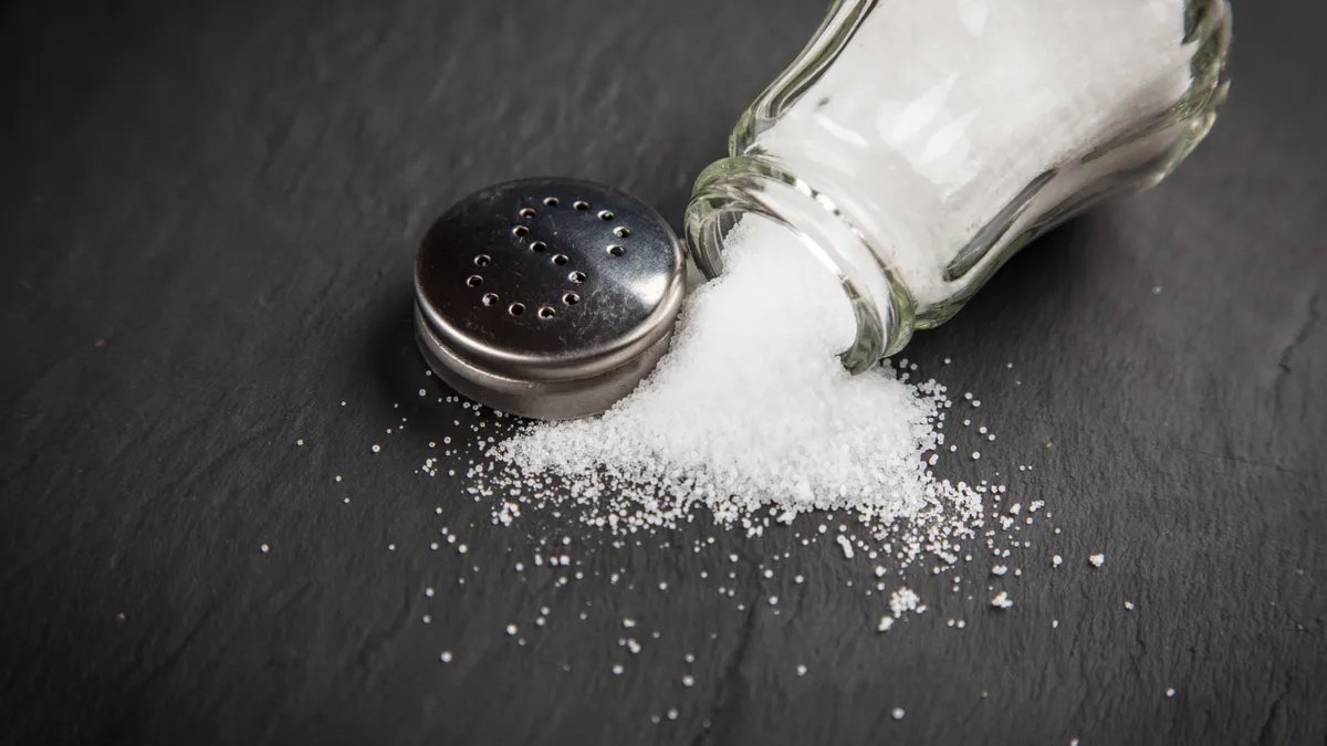 Salt shaker on slate board