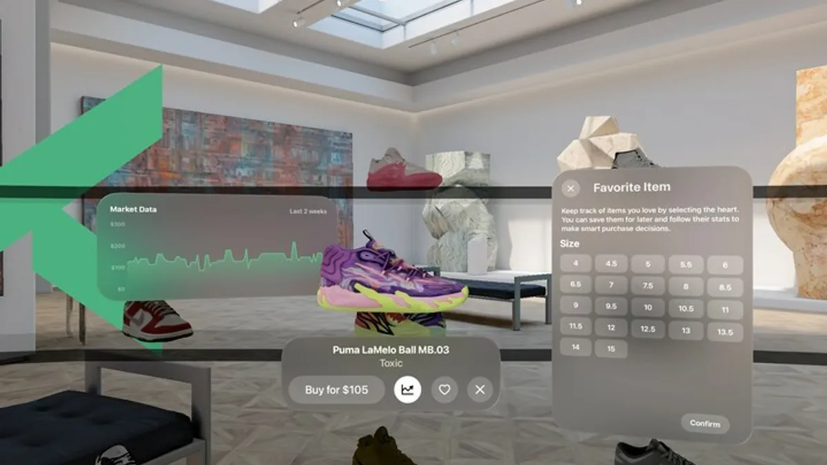 StockX app designed for Apple Vision Pro with 3D models of sneaker releases.