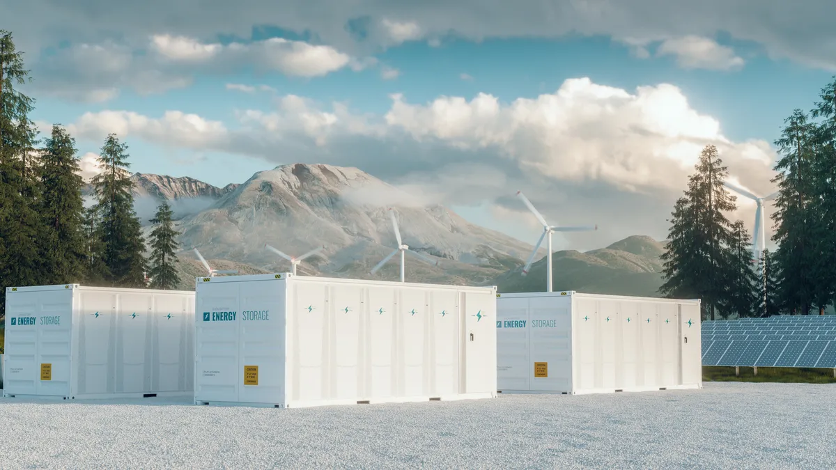 Modern container battery energy storage power plant system rendering