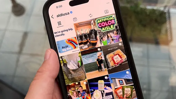 Image of phone showing Aldi's Instagram page