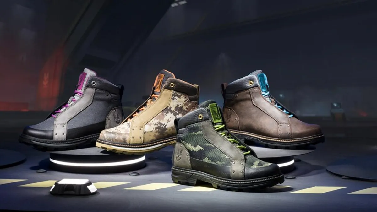 Four Wolverine/Halo boots on display