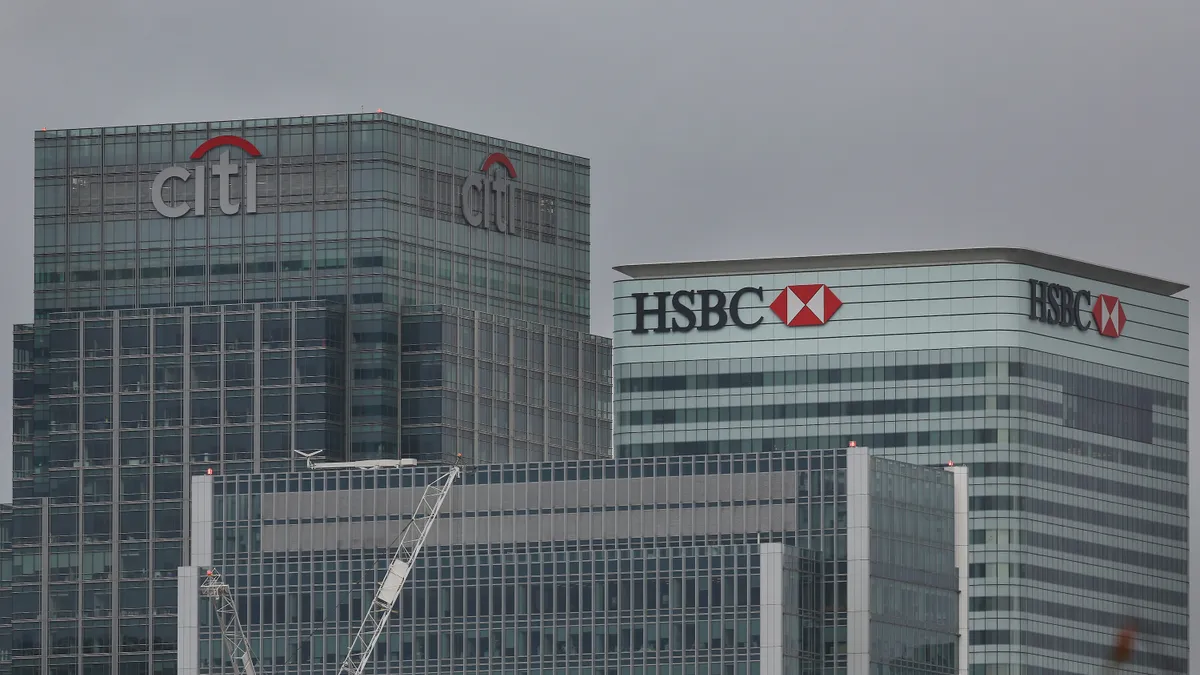 Citibank and HSBC headquarters building at Canary Wharf on November 12, 2014 in London, England.