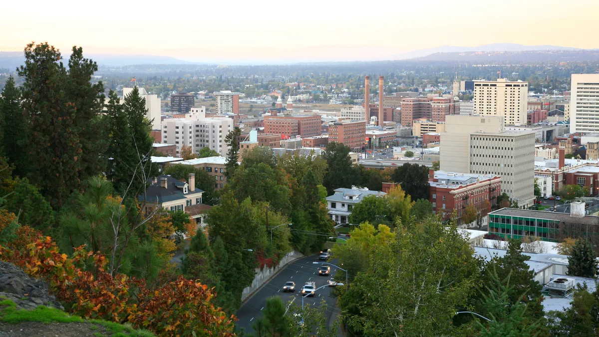 The Spokane, Washington, cityscape.