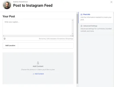 Instagram posting from Creator Studio