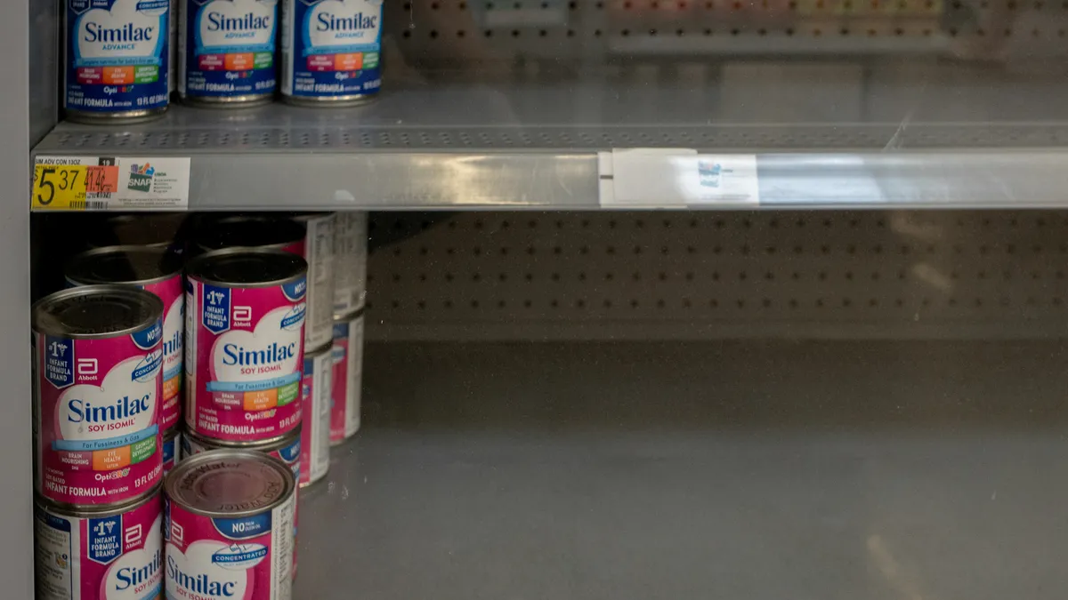 Empty shelves of baby formula