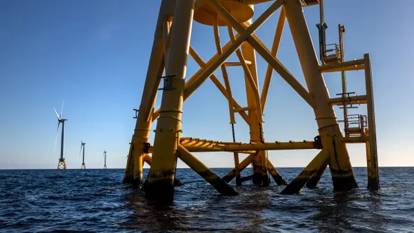 Offshore wind turbines generate electricity