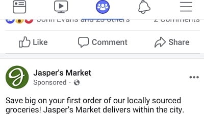 Facebook ads in groups tab