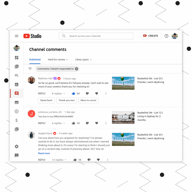 YouTube Smart Replies