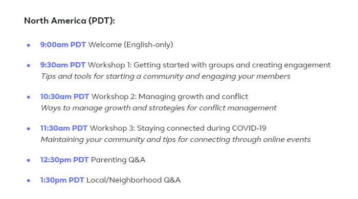 Facebook groups workshops