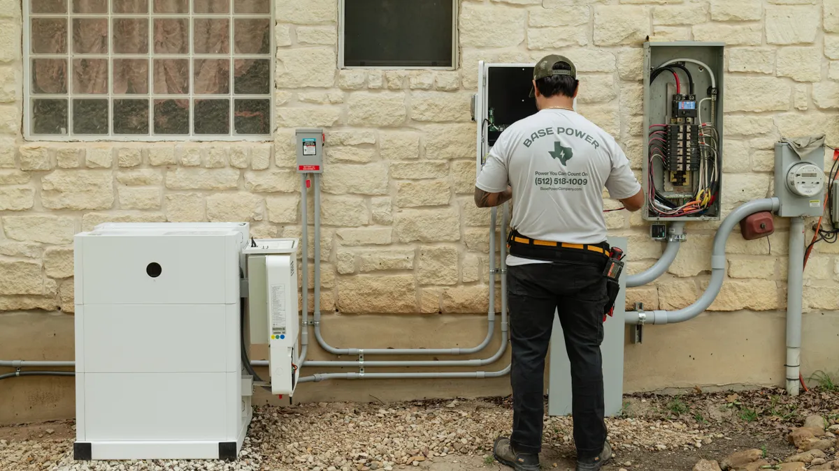 A home battery system is installed by Base Power.
