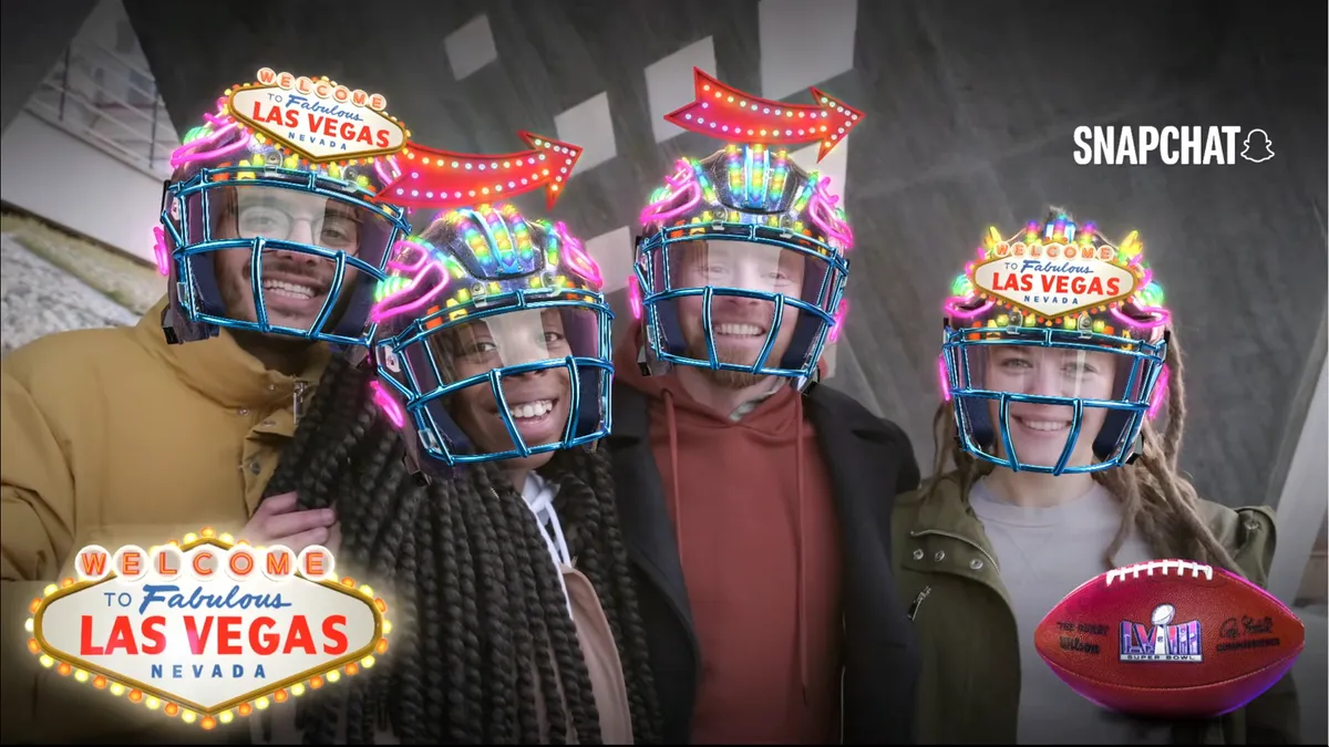 Four people use Super Bowl-themed Snapchat AR