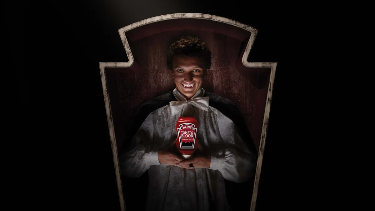 TikTok star E.J. Marcus acting as "Toby" for Heinz' Tomato Blood promotion