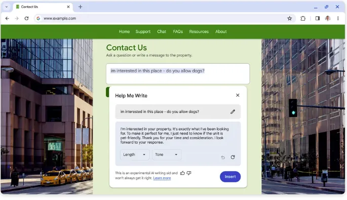 Google Chrome AI update
