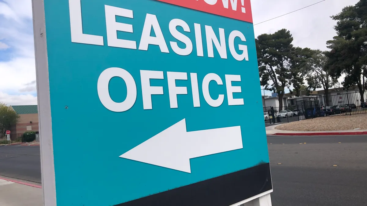 Leasing office sign