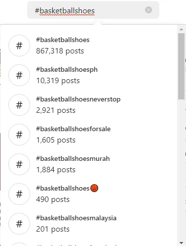 Instagram search example